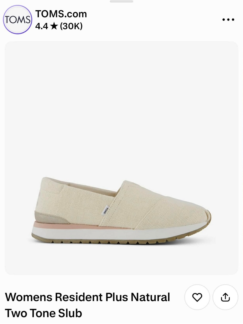 TOMS Womens Resident Plus Slip-On Moccasin - Natural Cream with Pink Accent